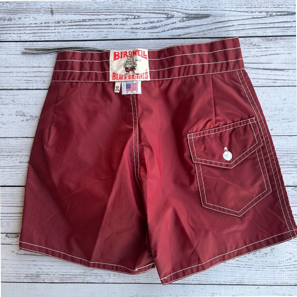 Birdwell Beach Britches Burgundy Surfwear Board Shorts 26‎ Made in USA Nylon